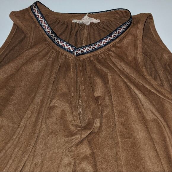 Sleeveless brown ruched top Western boho Bohemian Indian Y2K - Picture 7 of 8